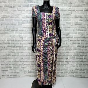 Vintage 90s R-Wear Rampage ‎ Multi Floral  Tank Maxi Faux Wrap Dress